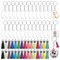 Acrylic Keychain Blanks Kit - 120pcs Including Clear Acrylic Blanks, Keychain Tassels, Key Rings, Jump Rings for DIY Key Chain Vinyl Crafting